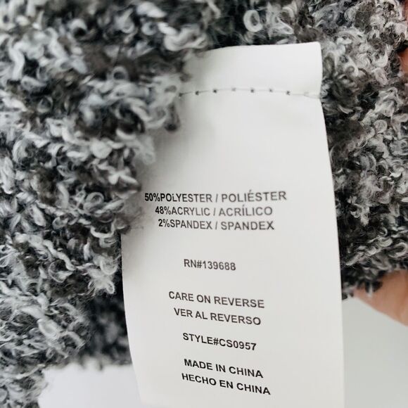 Coco Jaimeson Sweater Women XL Pointelle Heather Charcoal Cozy Comfy Fuzzy NWT - Picture 5 of 10